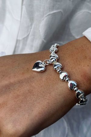 Laundry B Free Spirit Stretch Stacker Bracelet Hearts Silver